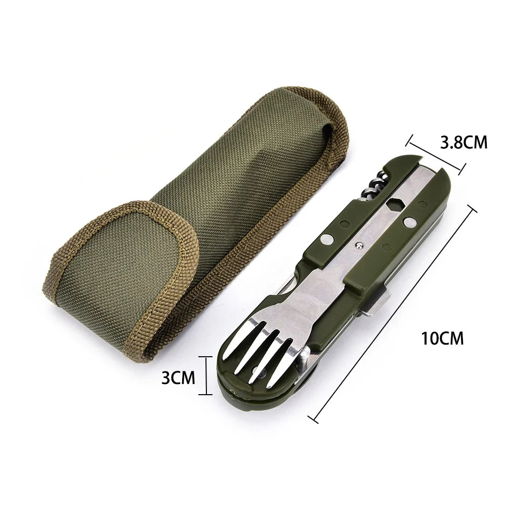 Fork and Spoon Camping Supplies Portable Dinner Set Stainless Steel Outdoor Tableware Folding Knife Equipment Cookware Hiking