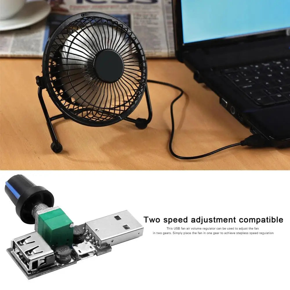 USB Fan Stepless Speed Controller 5W Regulator Speed Control Knob Multi Gear DC 4-12V To 2.5-8V USB Fan Governor With Switch