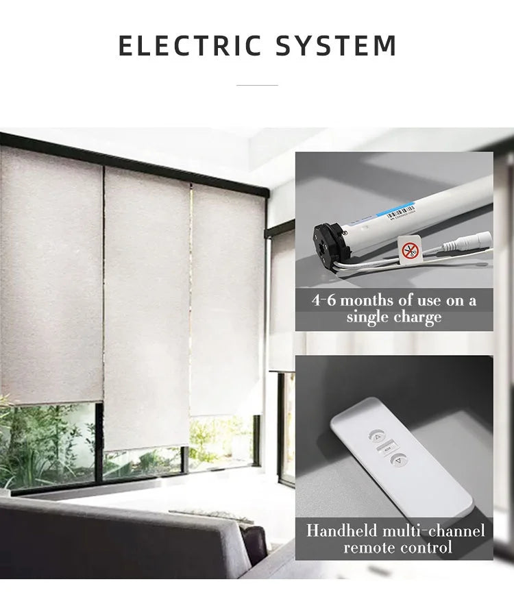 factory pattern wireless 2 layer automated roller shade transparent cord tuya motor motorized windows blinds