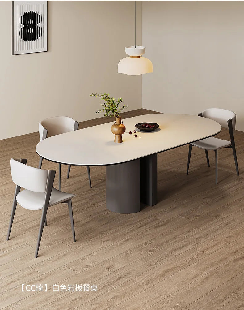 Minimalist Modern Dining Table Oval Receptionist Coffee Slate Bar Tables Simple Design Muebles Cocina Kitchen Furniture HD50CZ