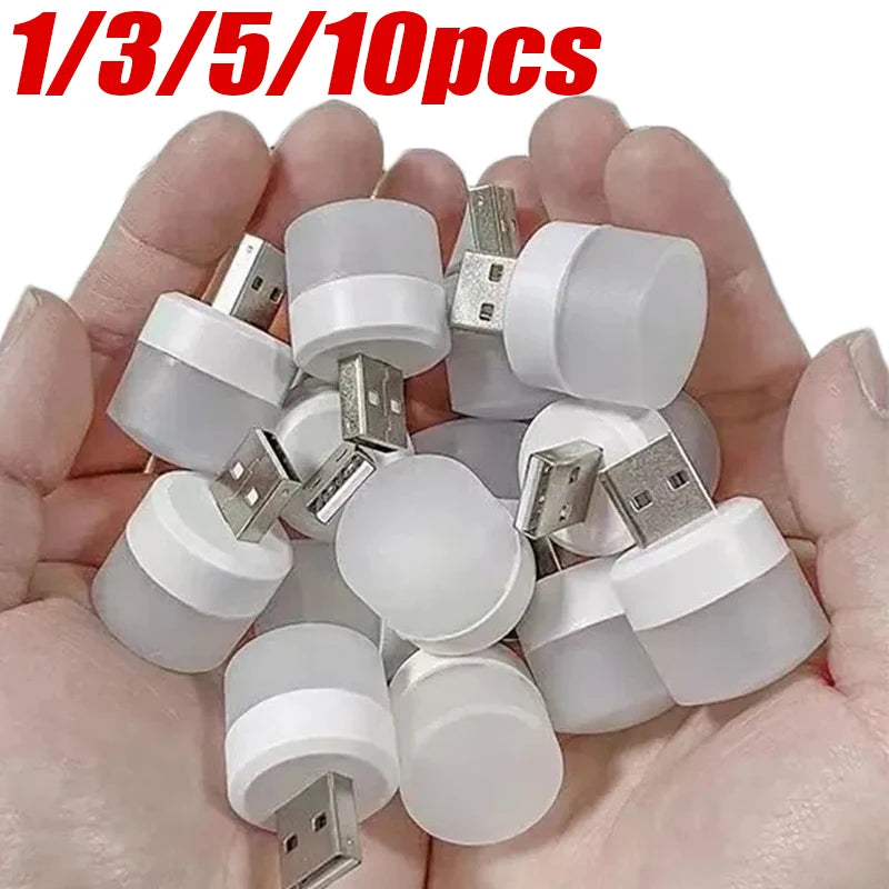 1-10pcs Portable USB Port Small Night Light Bedside Reading Book Lights Mini Bedroom LED Eye Protection Lamp