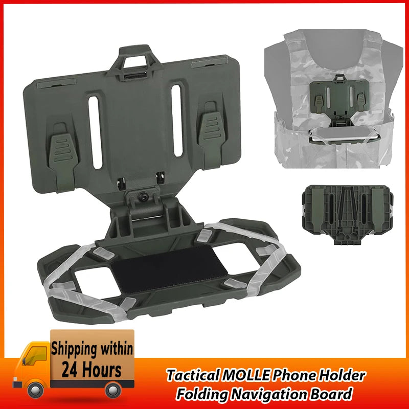 Tactical MOLLE Folding Navigation Board CS Military Airsoft Map Case Admin Panel Mobile Phone Holder for Screen Size 4.7-6.7in