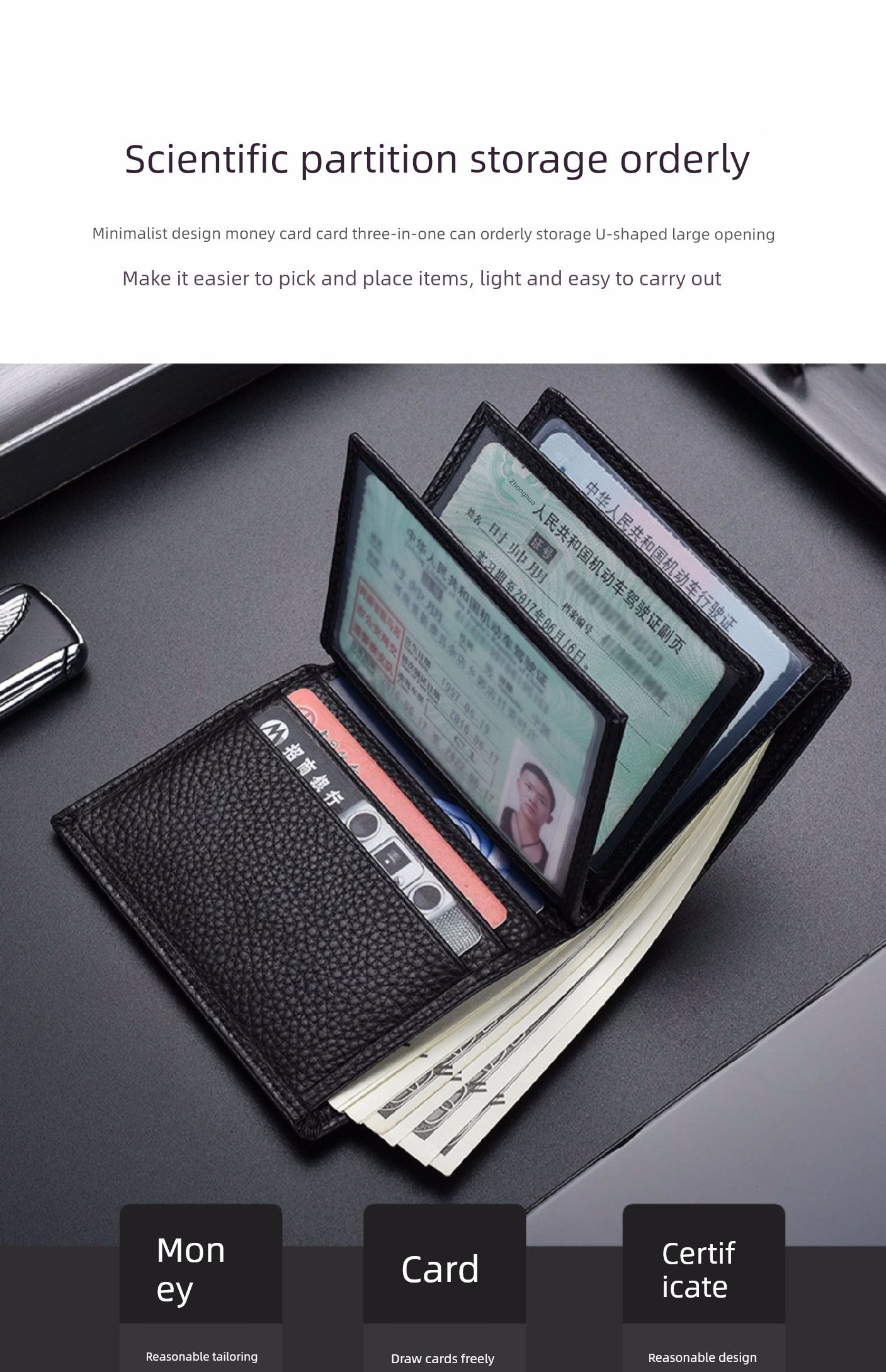 Men's Motor Vehicle Card Holder 2-in-1 Driving License Leather Case