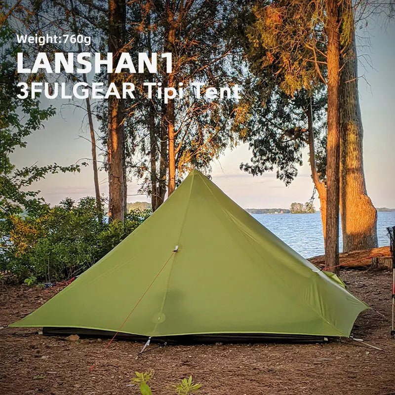 Lanshan-Silnylon Rodless Tent, 230cm, 3F UL GEAR, 1 Ultralight Camping, 3/4 Season, 15D, New Version, 2023