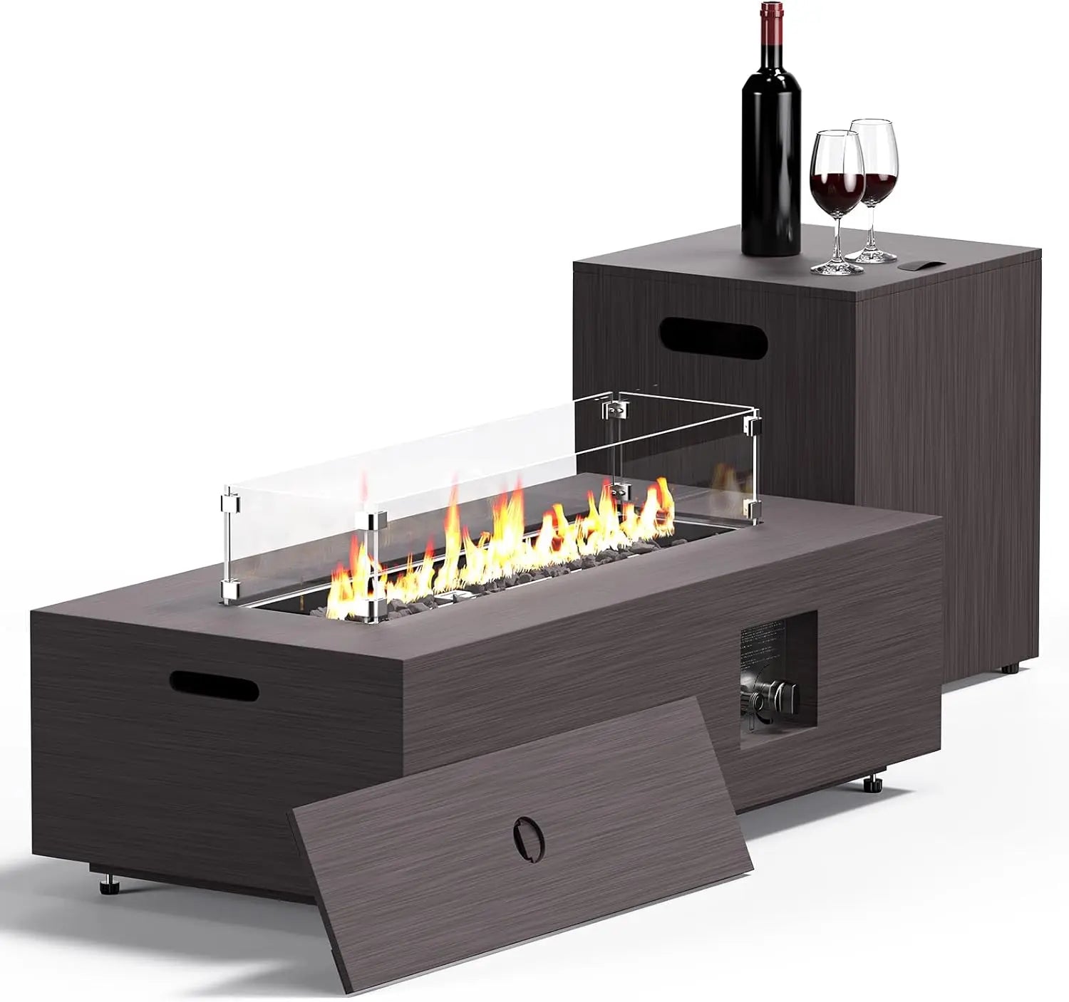 BlazeHaven Rectangular Propane Fire Pit Set