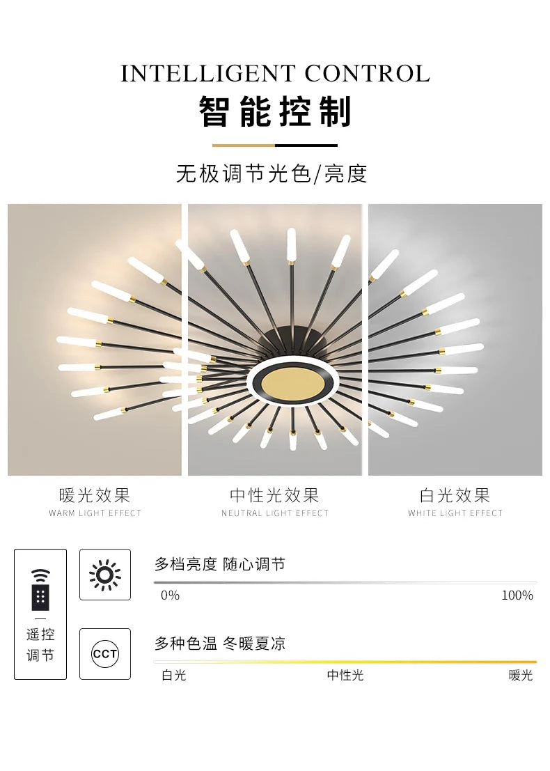 Modern Ceiling Chandelier lighting spiral firework shape Nordic living room Dimmable LED Lamps bedroom Home Decoration fixtures