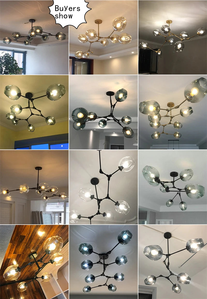 Modern Glass Bubble Chandelier For Living Room Dining Island Suspension Lamp Light Designer Branching Fixtures Hanging Luminaire