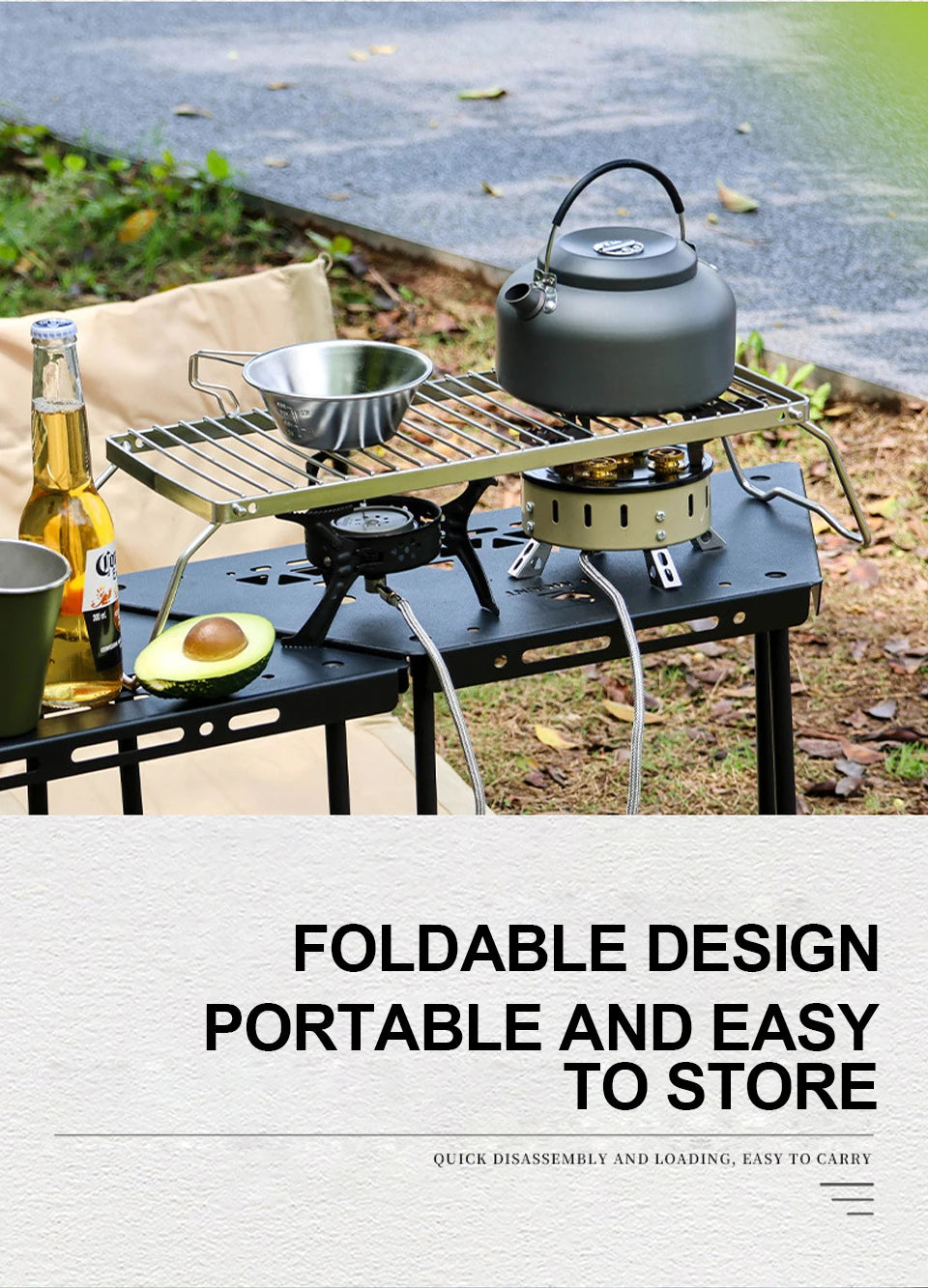 BBQ Grill Multifunctional Folding Campfire Grill Portable Stainless Steel Camping Grill Grate Gas Stove Stand Outdoor BBQ Rack