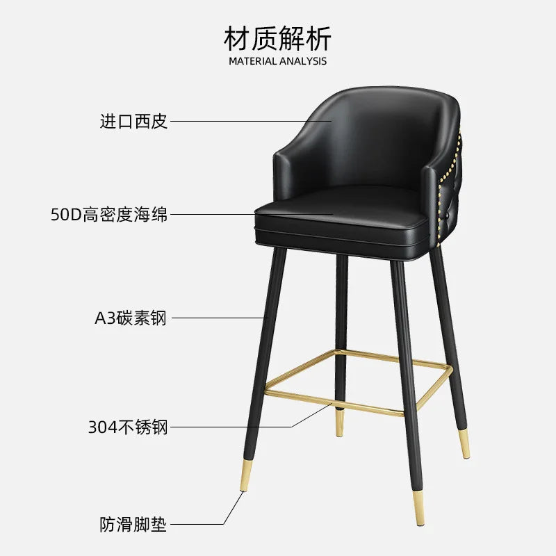 Armchair Salon Bar Stools Luxury Cafe Designer Home Nordic Chair Banks Manicure Banquet Cadeiras De Jantar Bar Furniture TD50DC