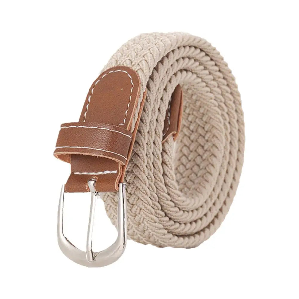 Casual Knitted Elastic Belt For Women Men Pin Buckle Woven Stretch Waist Strap For Jeans Canvas Braided Belts