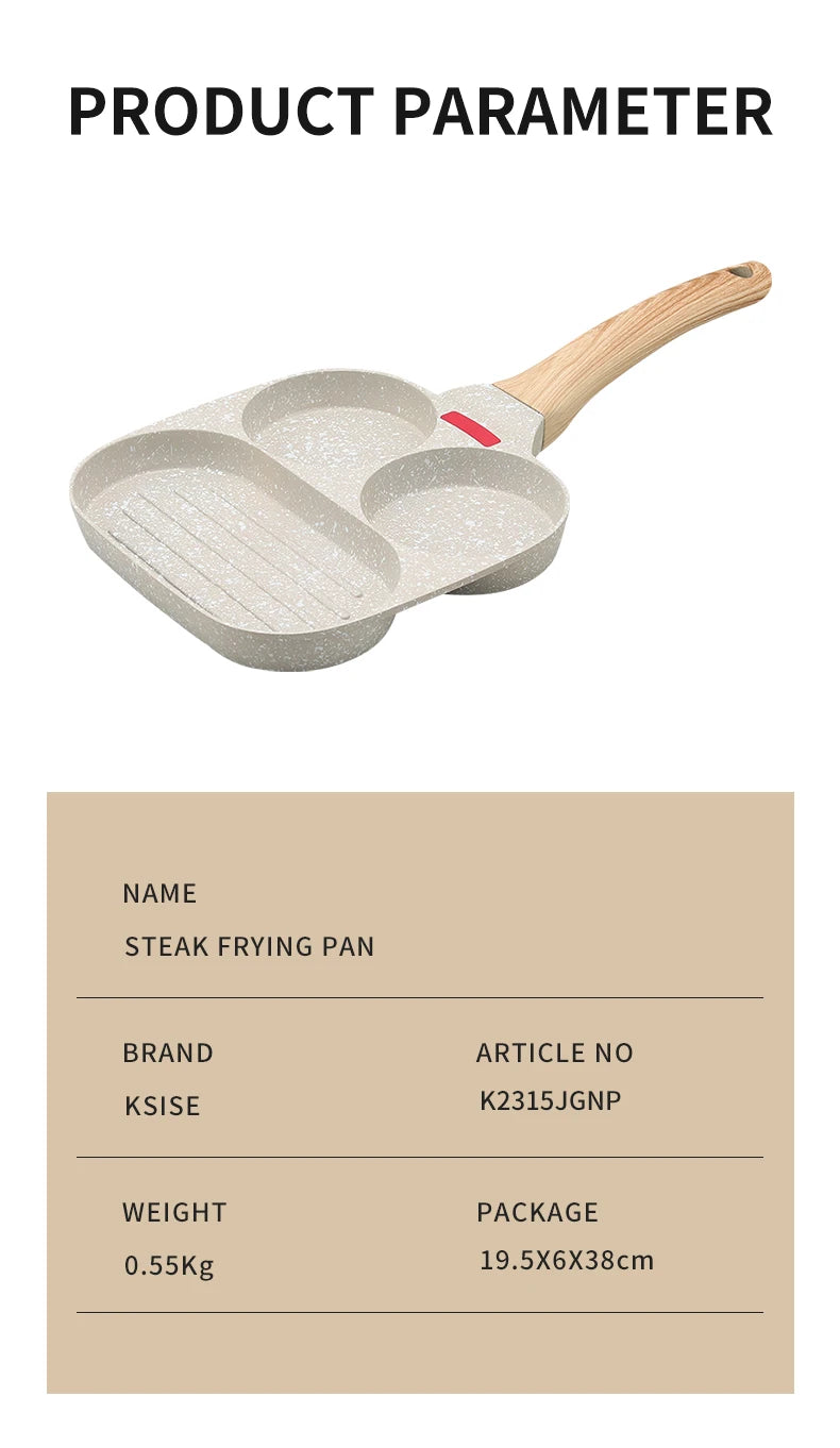 KSISE Brand Authentic Breakfast Pan & Steak Frying Pan - Non-Stick Cookware for 2 Eggs and 1 Steak, High-End and Elegant