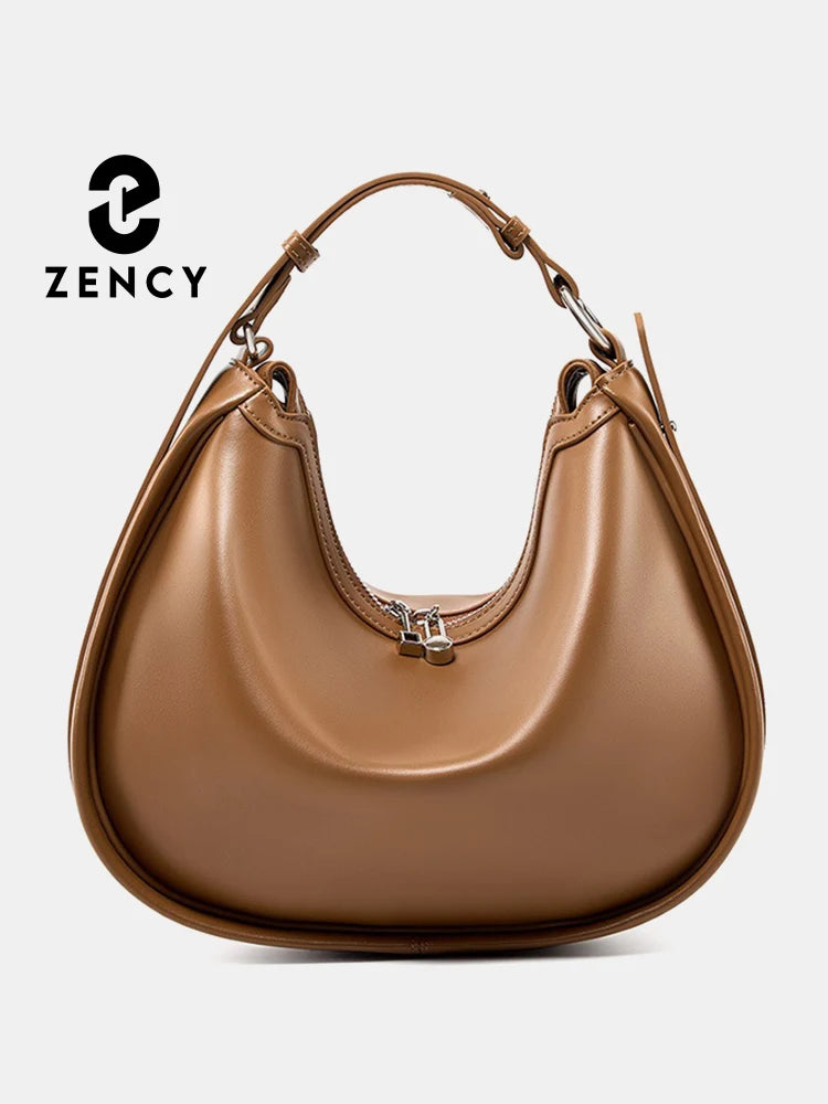 Zency 2024 Designer Bags Hobo Bag For Women Underarm Genuine Leather Shoulder Crossbody Bag High Quality Handbag Birthday Gift