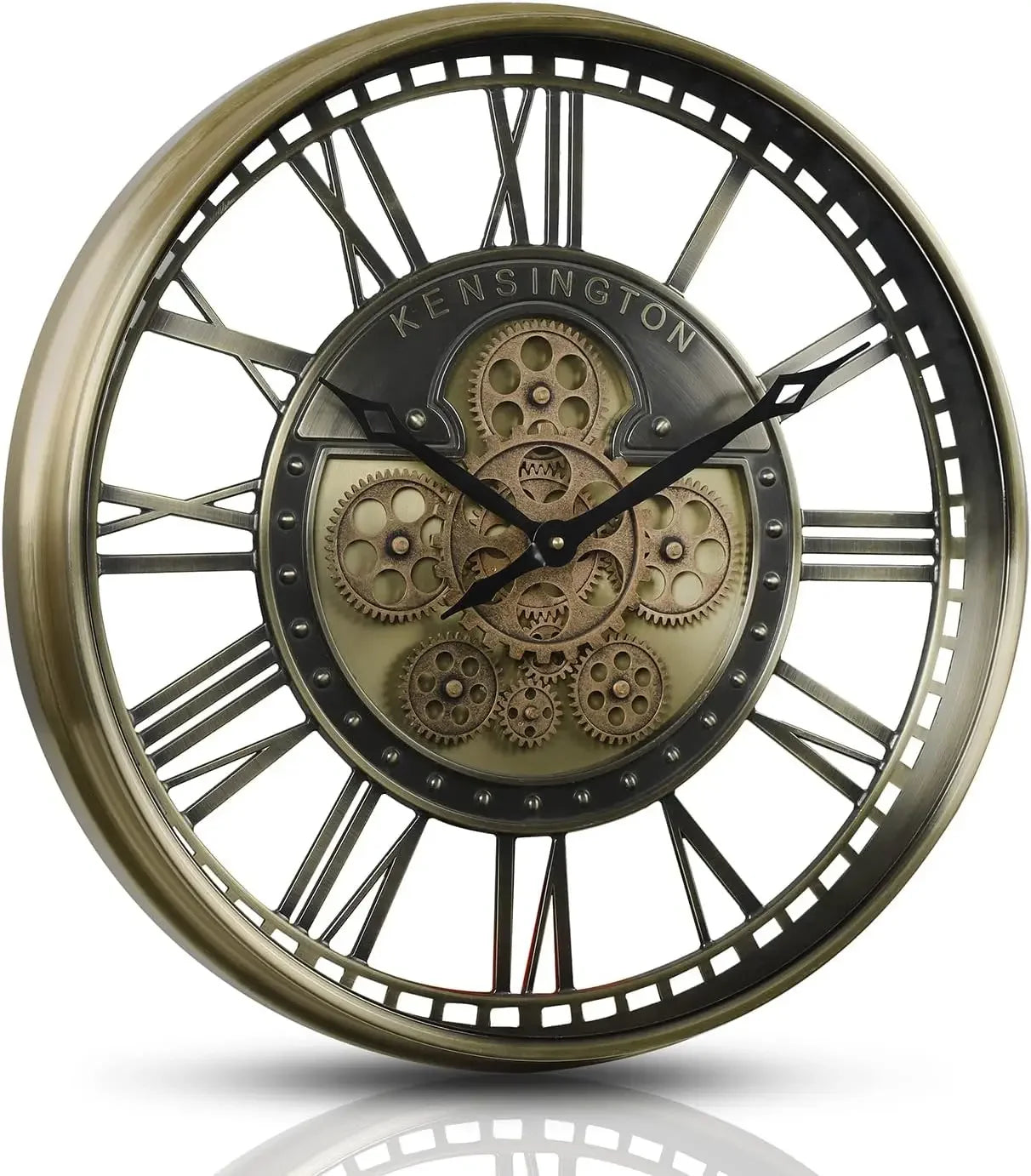 Oversized Industrial Moving Gear Wall Clock – Steampunk Loft Design