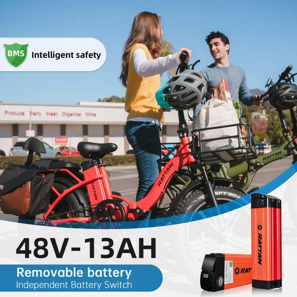 750W Electric Bike for Adults 48V 13AH Removable Battery Foldable Electric Bikes LM/LF Pro Ebike