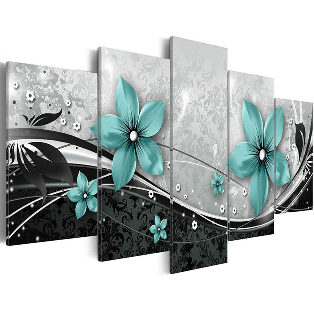 Make a Statement with 5Pcs Modern Flower Canvas Painting Wall Art Home Decor Picture Decor, Brighten Up Any Room No Frame