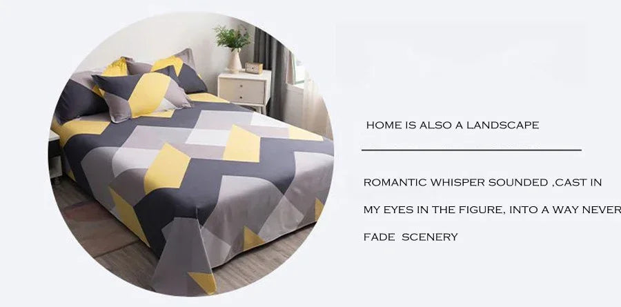 WASART Geometry printed flat bed sheet set couple bedspreads 2 people luxury double bed bedsheet single double queen king size