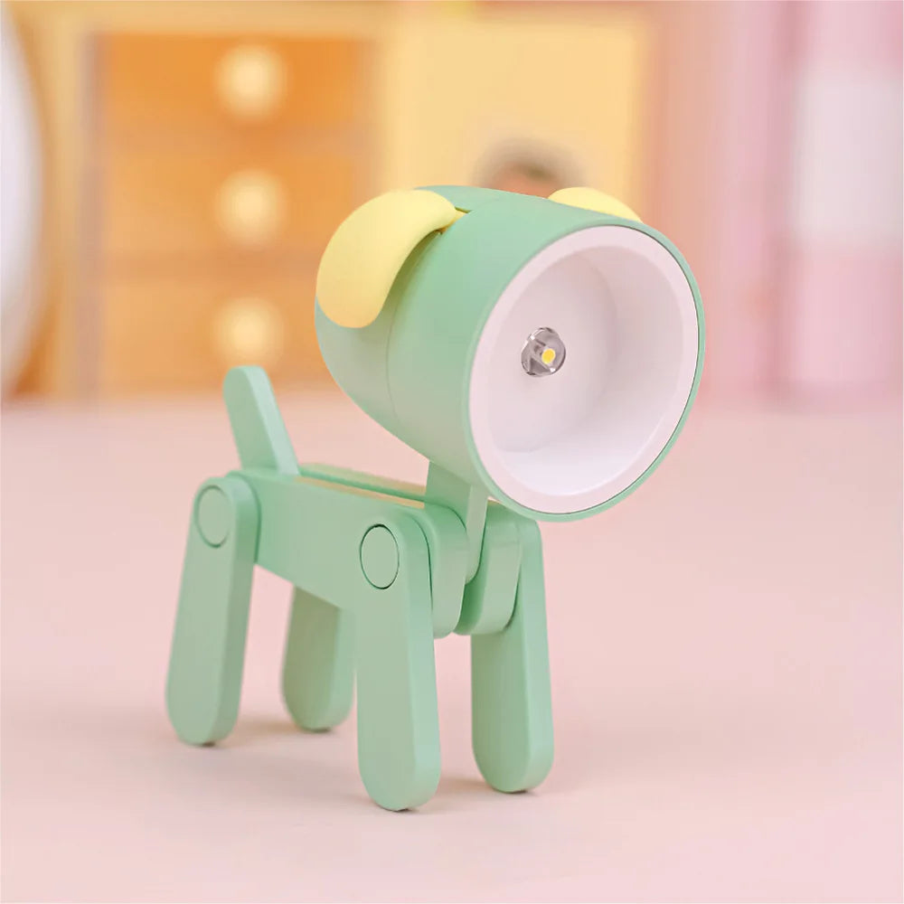 LED Mini Night Light Folding Desk Lamp Warm Yellow Cute Little Deer Puppy Animals Portable Home Decoration Light with Battery