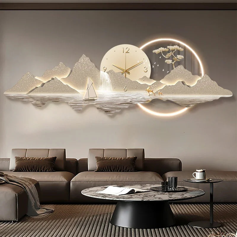 Nordic Silent Wall Watch – Aesthetic Metal Wall Art Clock for Modern Interiors