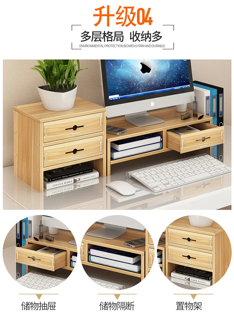 Desktop Monitor Elevated Rack Laptop Office Desk Shelf Keyboard Storage Organizing Desktop Storage Box