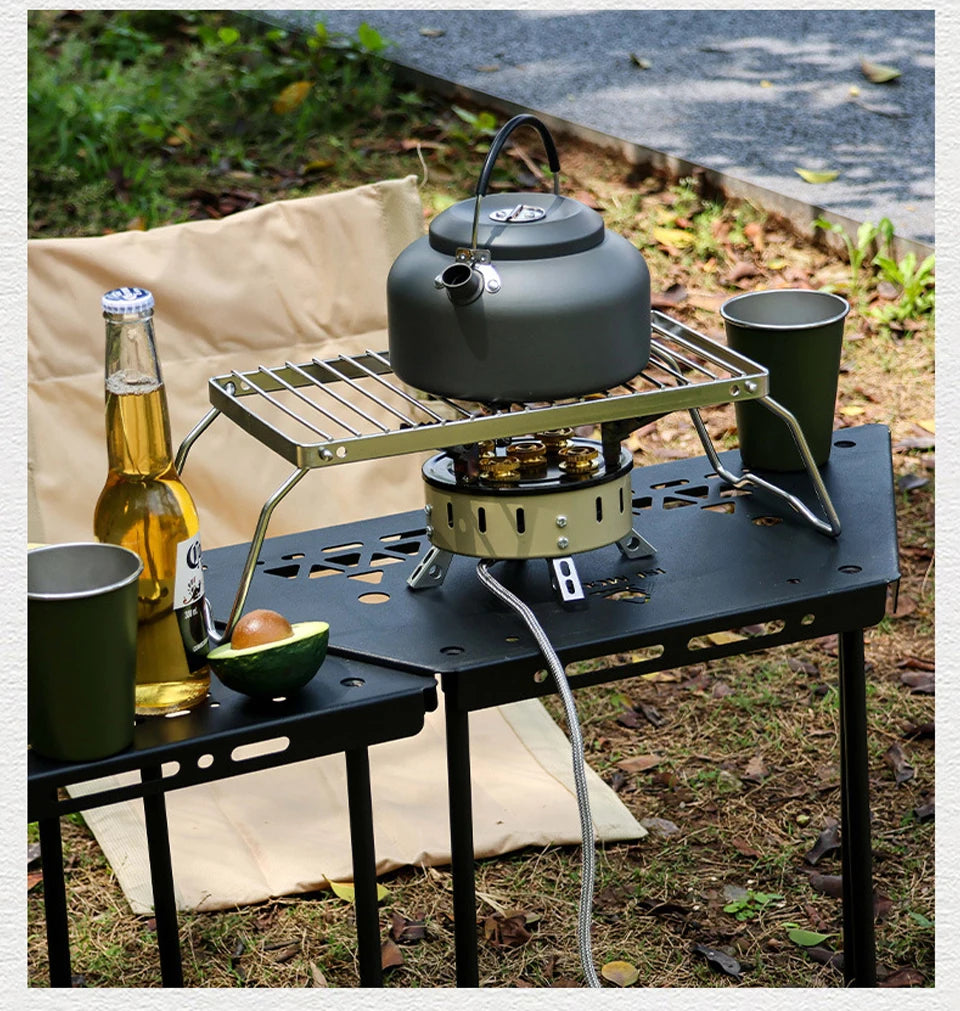 BBQ Grill Multifunctional Folding Campfire Grill Portable Stainless Steel Camping Grill Grate Gas Stove Stand Outdoor BBQ Rack