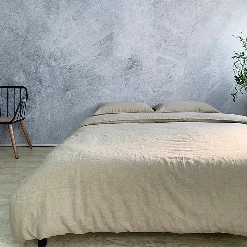 100% Linen Fitted Sheet Stone Washed Solid Color 1Piece Deep Pocket Mattress Cover Natural Soft and Breathable Farmhouse Bedding