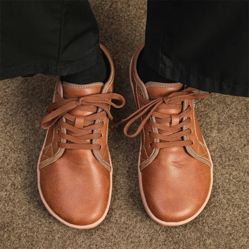 2024 Men Shoes New Flats Walking Leather Casual Shoes Men Barefoot Wide-toed Shoes Wider Toe Casual Sneakes Large Size 37-48