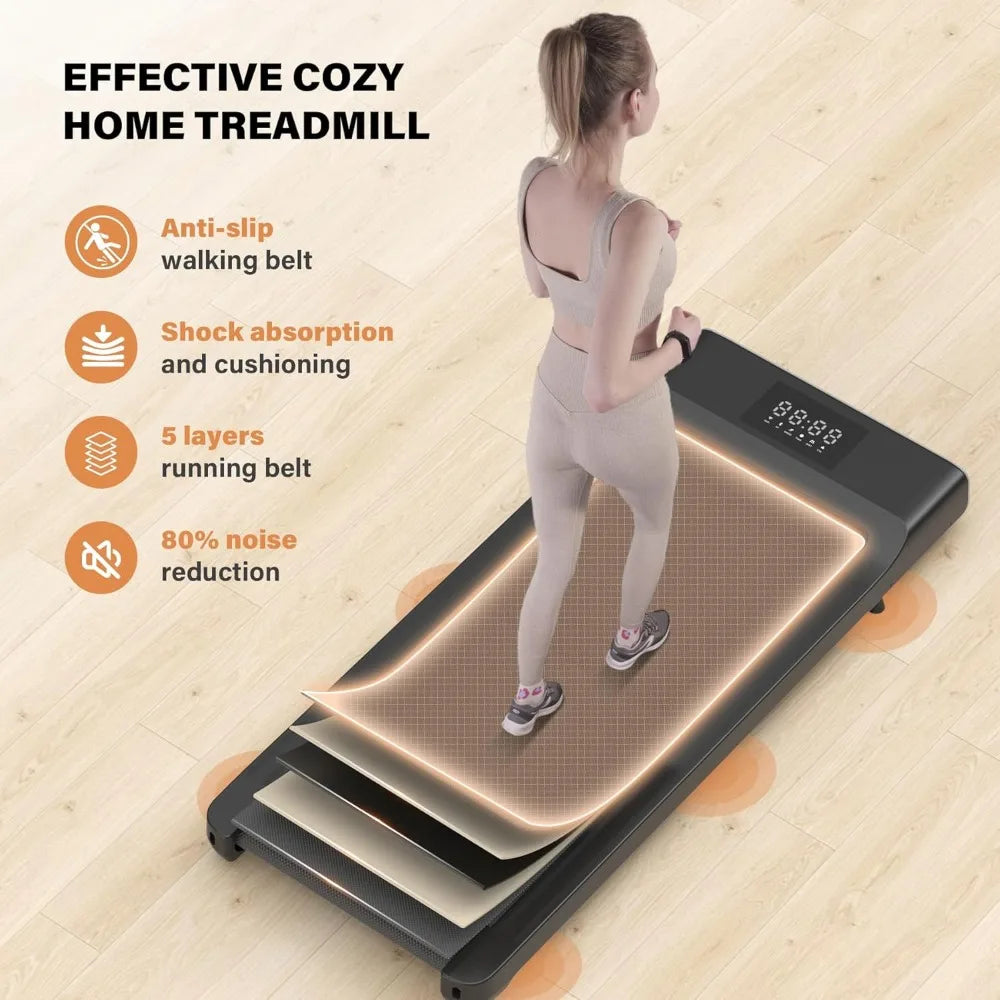 Smart Walking Pad, 2-in-1 Under Desk Treadmill for Home Office, Portable Walking/Jogging Machine with App & Remote Control