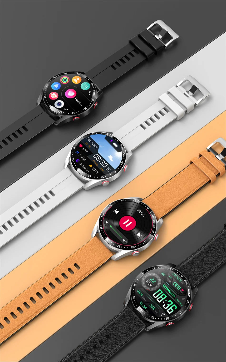 For Huawei 1.5 inch Smart Watch Men Bluetooth Call Heart Rate ECG Health Fitness Sports Watch Waterproof Business Man Smartwatch