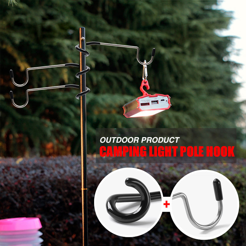 Camping Light Pole Hook Stainless Steel Tent Pole Lamp Hook Multifunctional Outdoor Camping Light Stand Hook Camping Equipment