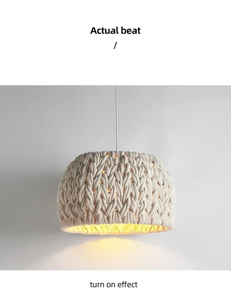 Unique Knitted Rope Wabi Sabi Chandelier Nordic E27 Led Pendant Lights Bar Suspend Lamp Fixtures Lustre Minimalism Hanging Lamp