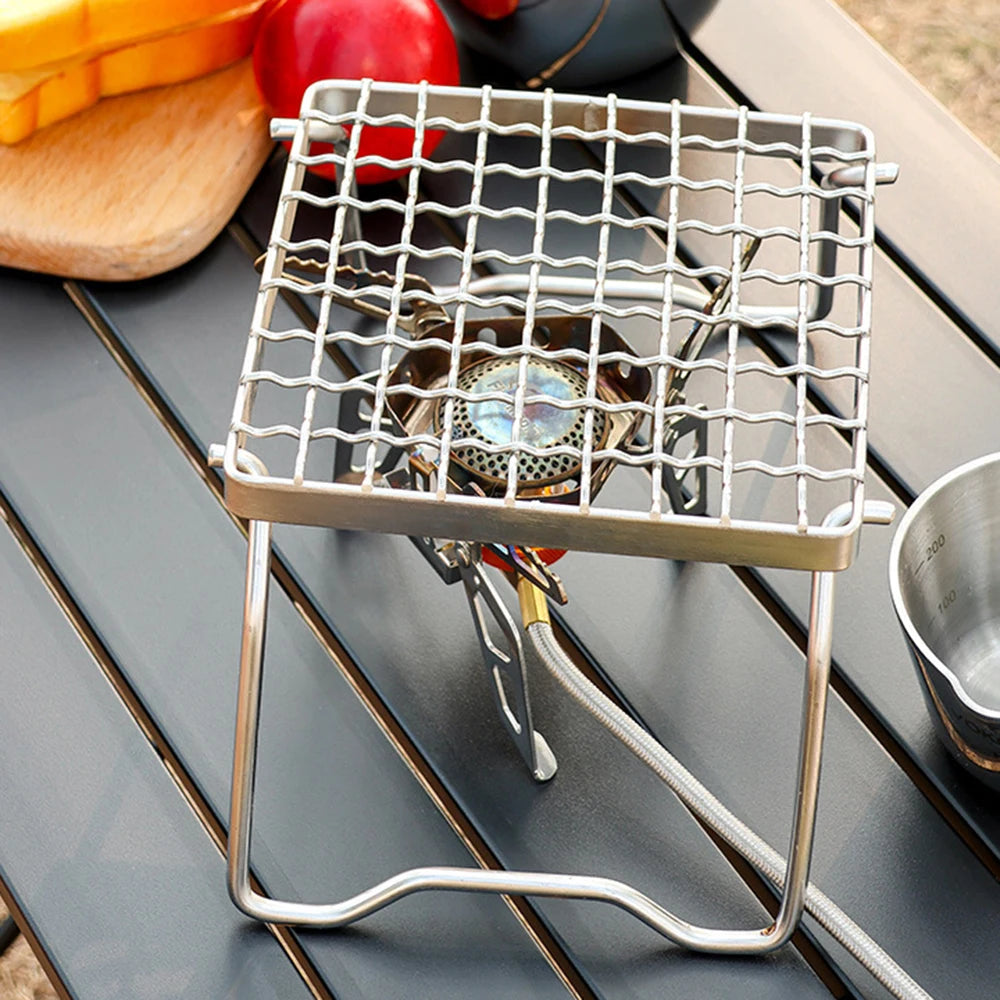 Portable BBQ Grill Stainless Steel Barbecue Rack Camping Grill Grate Folding Gas Stove Stand Outdoor Picnic Cooking Rack