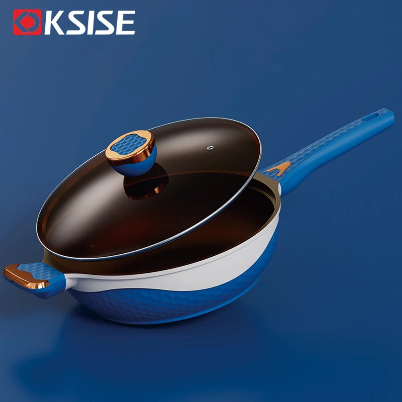 KSISE Brand Authentic Titanium Alloy Flat Pan & Frying Pan - Non-Stick Cookware, High-End and Elegant