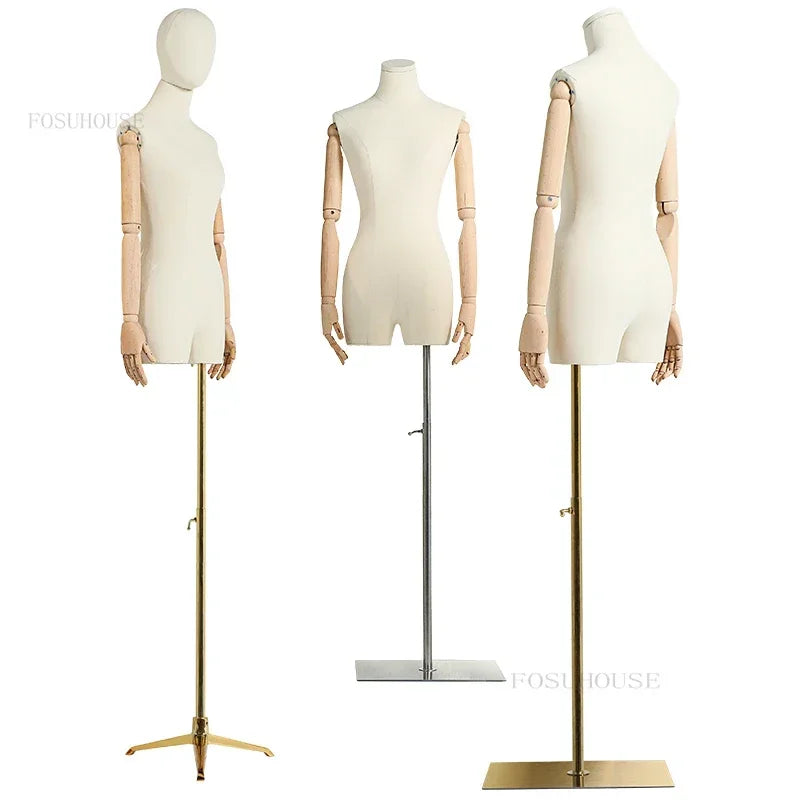 Korean Mannequins with Metal Base Half-length Mannequin for Women's Clothing Store Window Display Stand Commercial Model Props