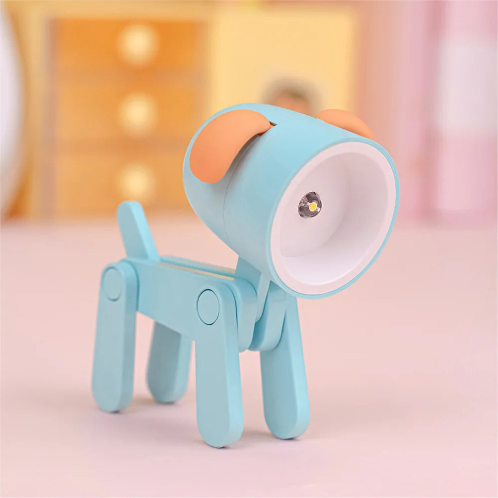 LED Mini Night Light Folding Desk Lamp Warm Yellow Cute Little Deer Puppy Animals Portable Home Decoration Light with Battery