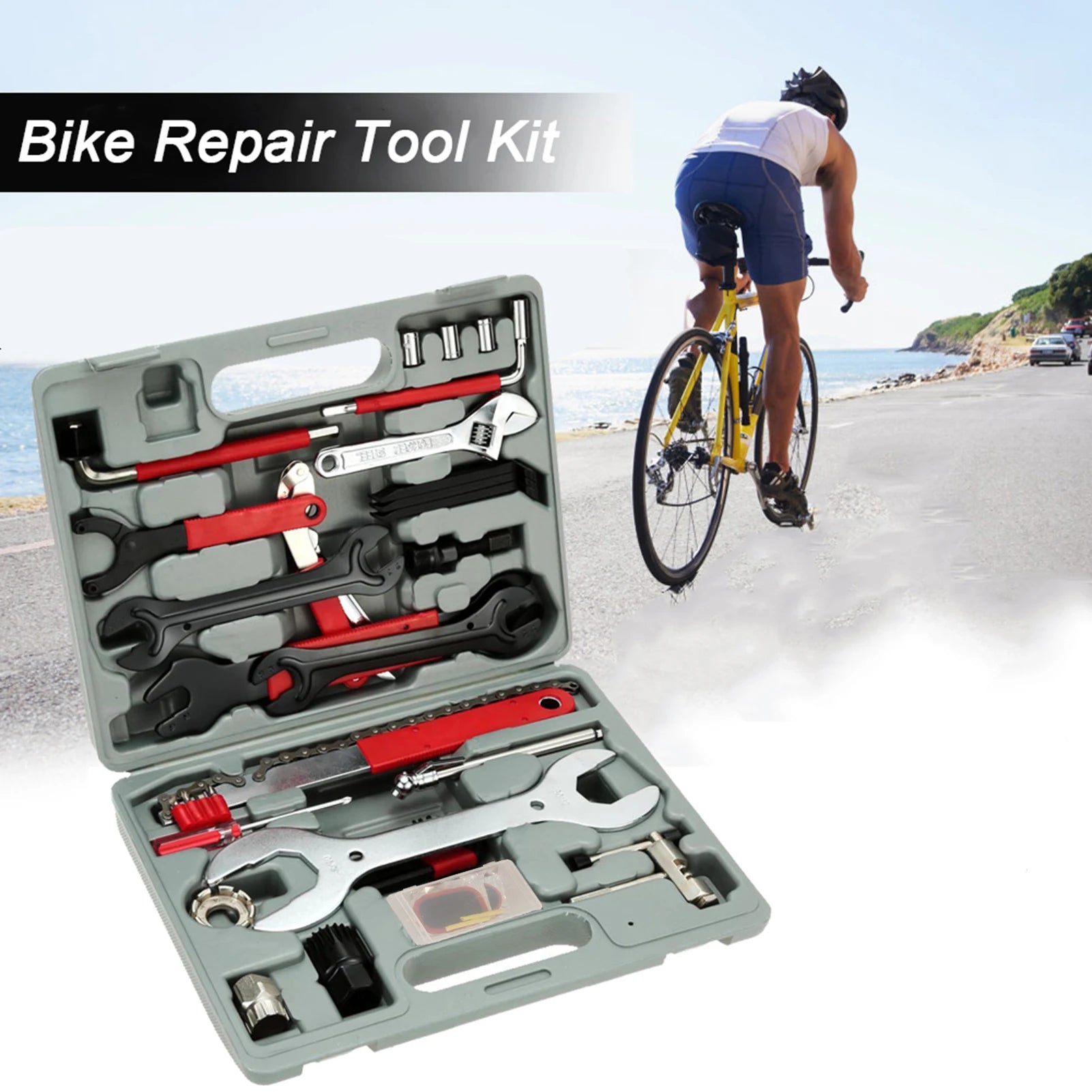 Lixada Portable Multifunctional Cycle Bicycle Bike Repair Tool Kit Set Includes Different Kinds of Carbon Steel Tools