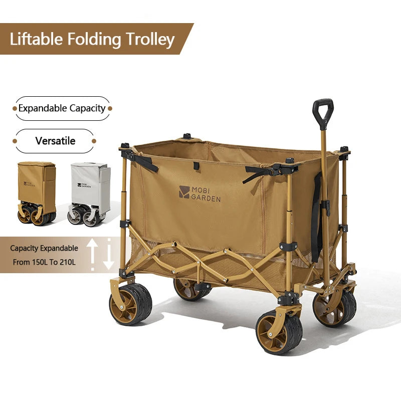 Camping Trolley Liftable Foldable  Outdoor Beach 210L Large Capacity Multi-Function Portable Cart Picnic Wagon