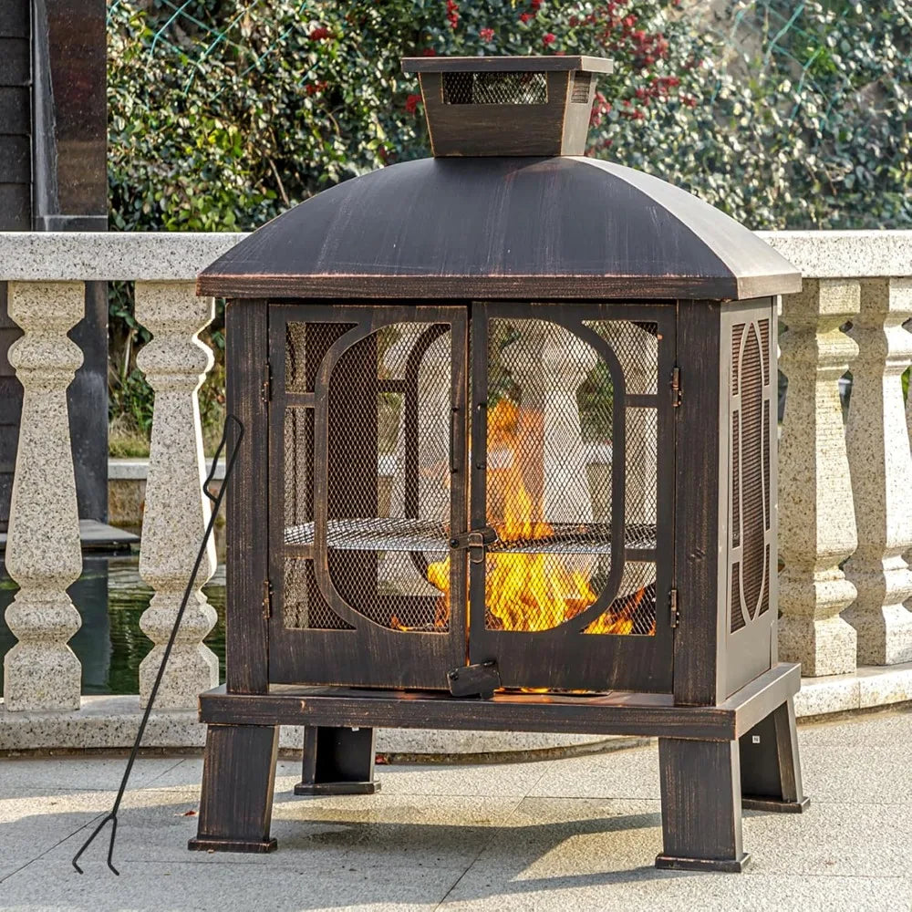 ForgeFlame Square Chiminea Fire Pit