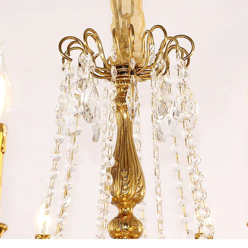 European copper crystal chandelier living room dining room bedroom study French luxury retro villa court personalized lamps