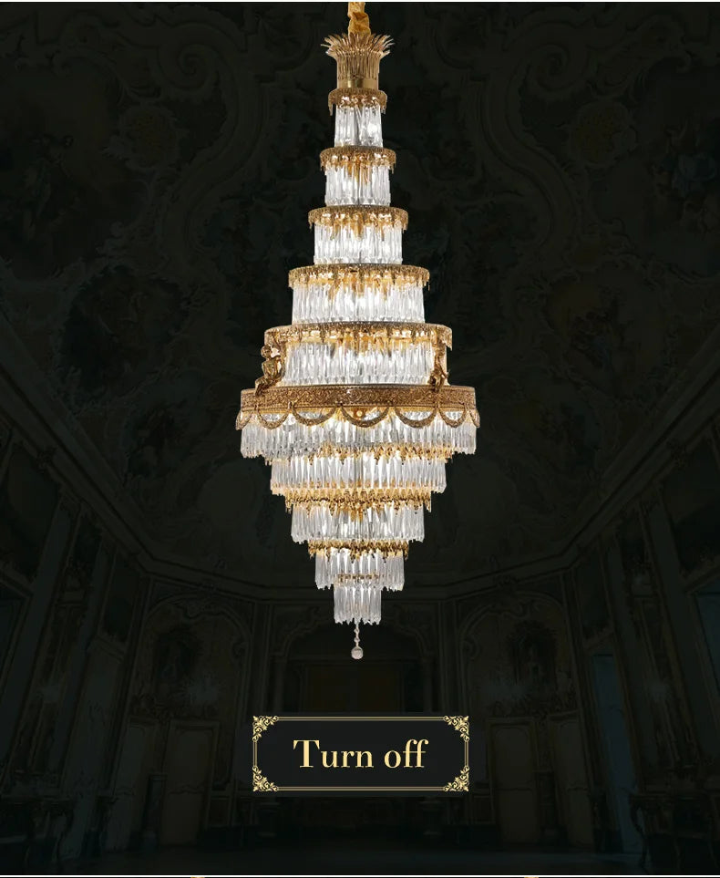 DINGFAN European Style Luxury Large Crystal Chandelier Villa Living Room Staircase Hotel Lobby Decorative Pendent Light