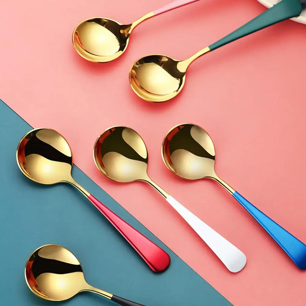 Secure Hold Utensil Novel Design Spoon Rust-proof Stainless Steel Dessert Spoon Set Non-slip Serving Spoons for Home for Ice