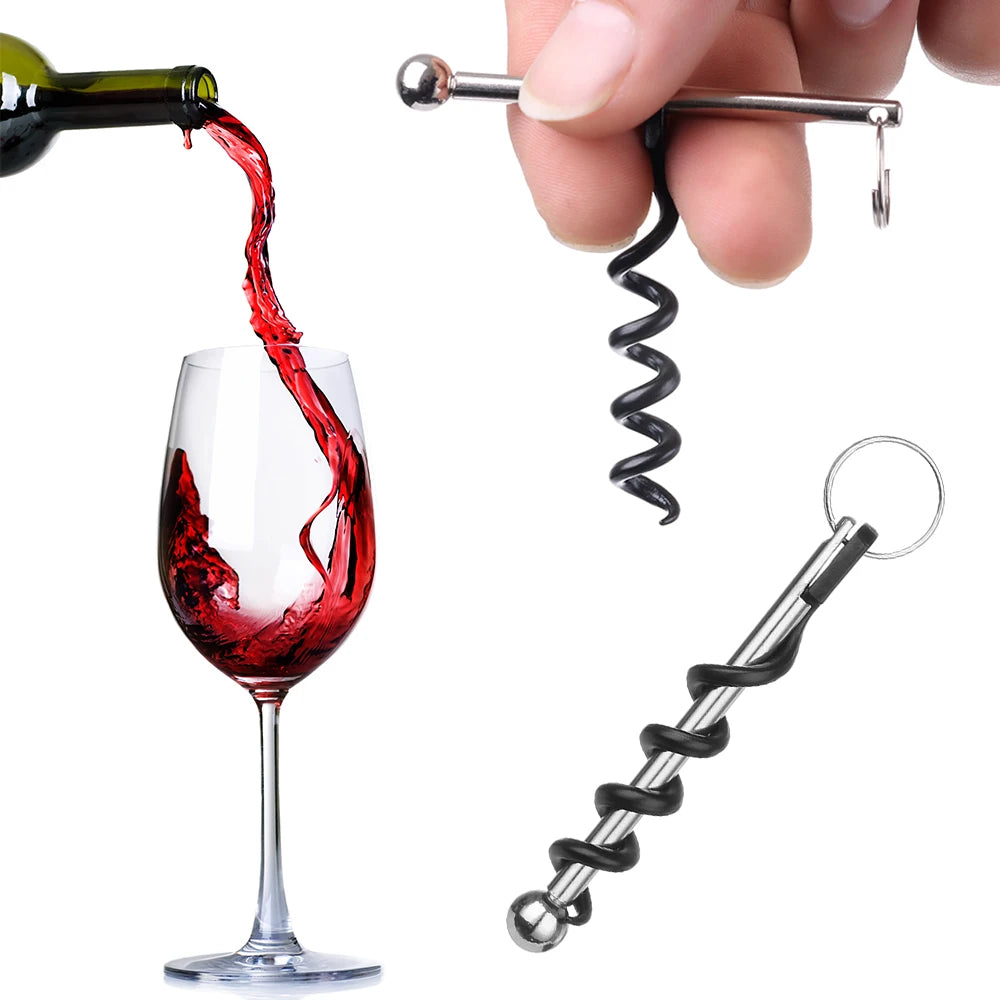 1Pcs Bottle Opener Outdoor Mini EDC Cork Screw Red Wine Bottle Opener Keyring Tool Multi-functional Camping Equipment Tool