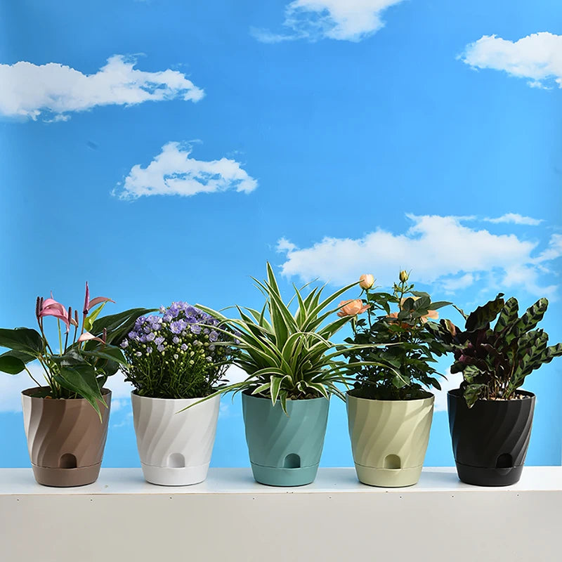 Plastic Flower Pots for Balcony, Simple and Breathable, High-end Planting, Home