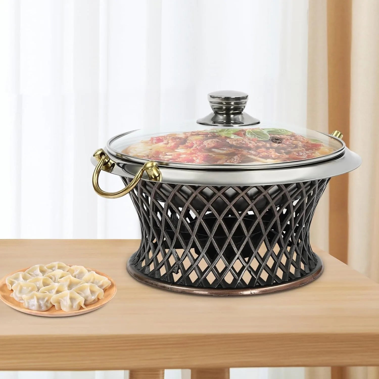 Premium Round Chafing Dish with Glass Lid