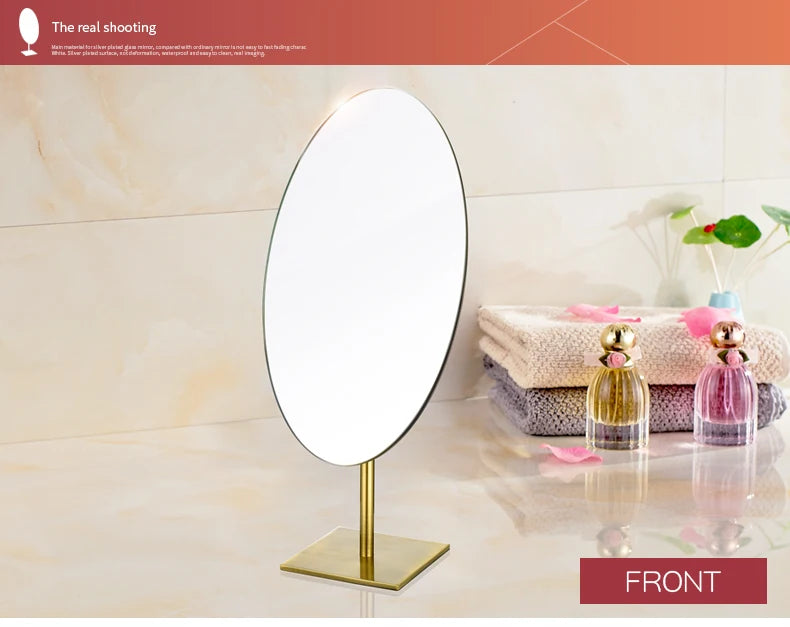 GURUN Large Oval Tabletop Vanity Mirror 7x12 Antique Brass Luxuries Makeup Mirror with Stand for Jeweller,Bronze Decent Gifts