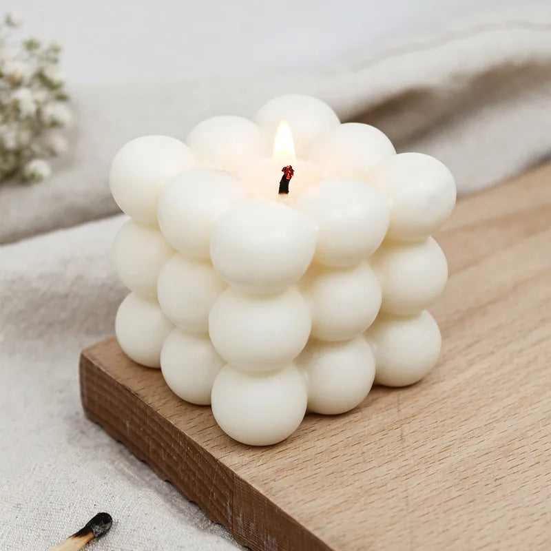 3D Bubble Cube Candle Silicone Mould Home Decor Scented Candle Mould Handmade Chocolate Dessert Cake Baking Mould Tool