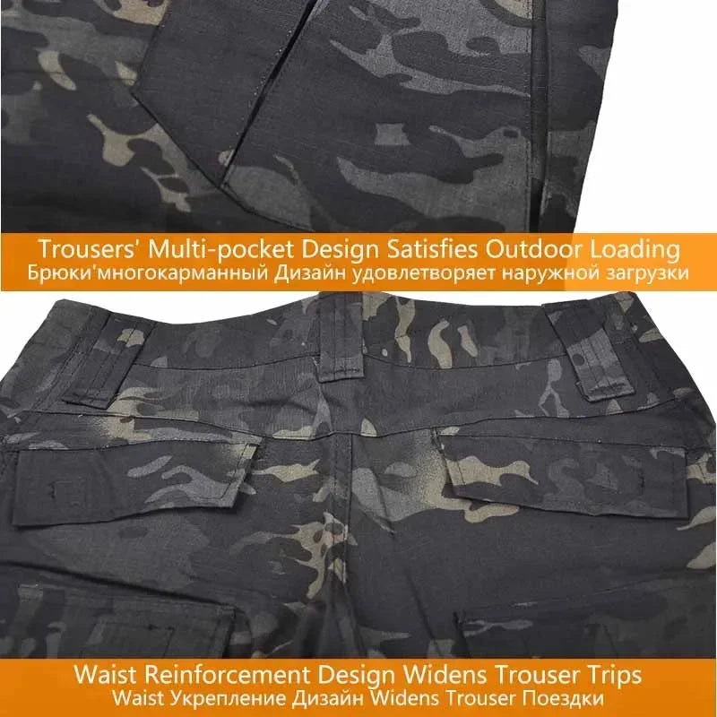 Outdoor Men Combat Pants +Knee Pads Tactical Pant MultiCam CP Hiking Camo Pants Work Hunting Clothes Wear Resistant Multi-pocket