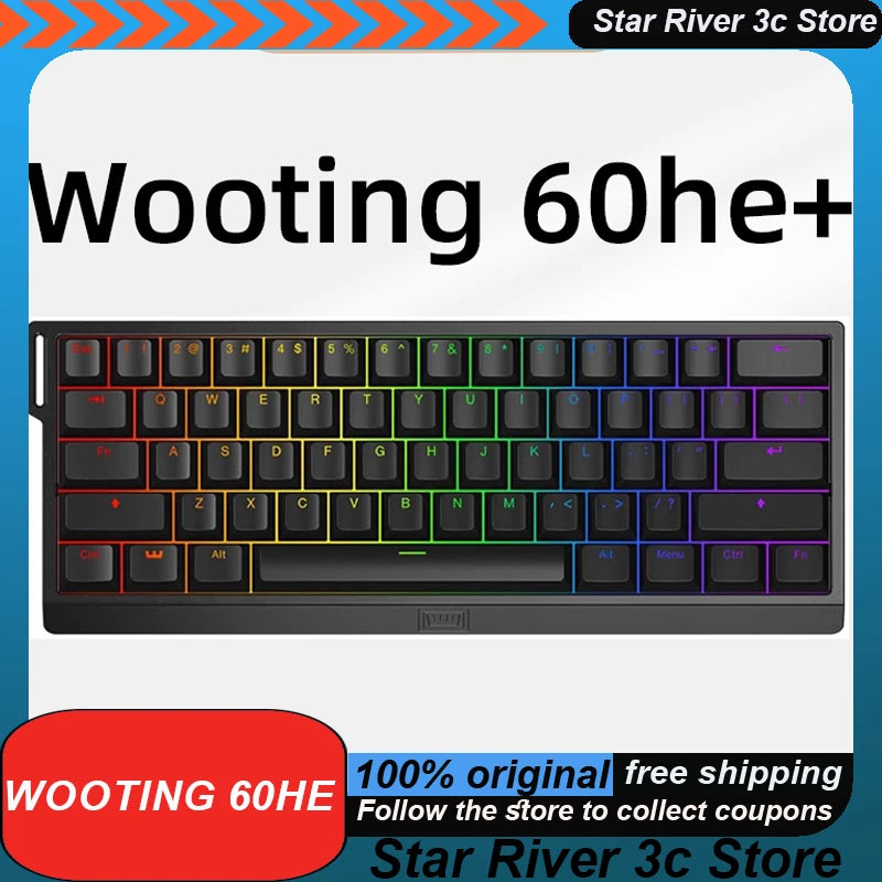 Wooting 60he Esports Level Magnetic Axis Keyboard Low Delay High-Performance Quick Trigger Professional Gaming Keyboard Gift