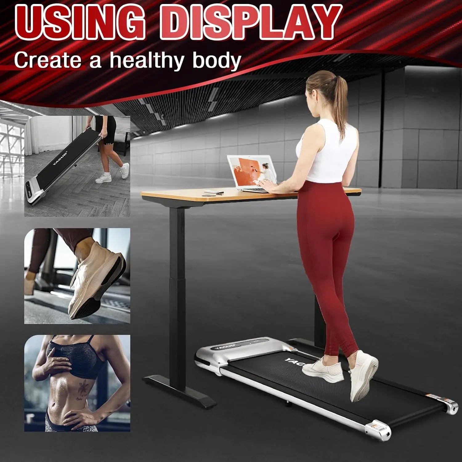 Under Desk Treadmill, Walking Pad for Home and Office, 2.5 HP Portable Walking Jogging Running Machine