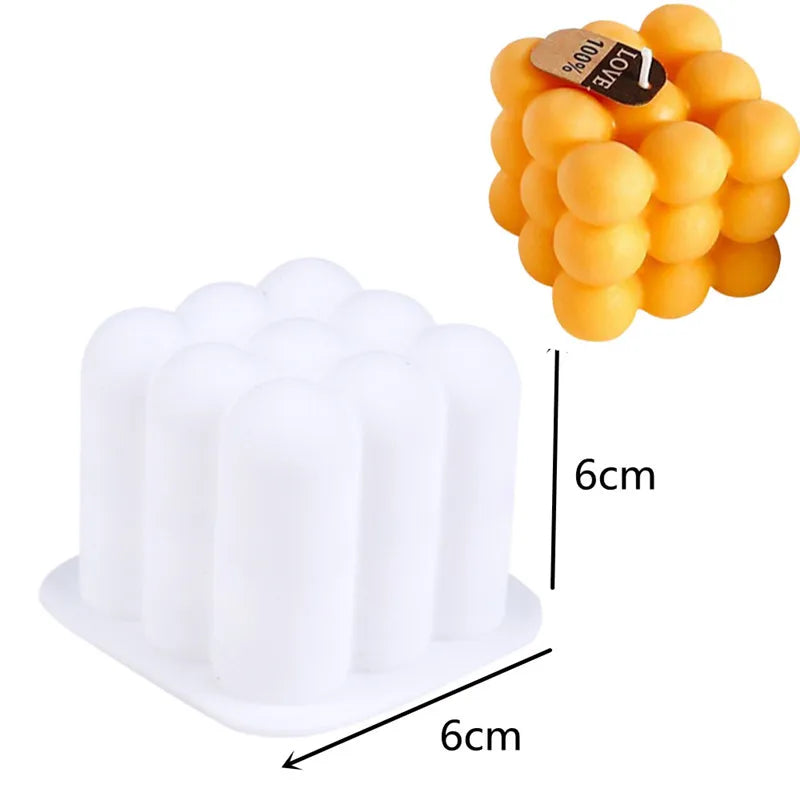 3D Bubble Cube Candle Silicone Mould Home Decor Scented Candle Mould Handmade Chocolate Dessert Cake Baking Mould Tool