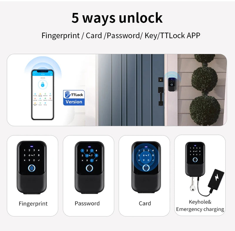 Tuya Smart Life App or TTLock APP Outdoor Waterproof Key Safe Box Security Fingerprint Password Storage Lock Key Box Anti-theft